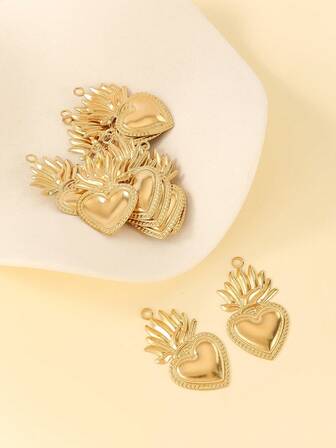 11 件菠萝和心形铜色配件，适用于耳环、项链和 DIY 工艺品