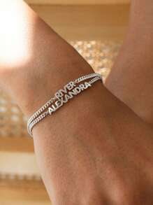 Bracelet personnalisé avec nom Bracelet avec nom personnalisé Bracelet plaque d'identité en acier inoxydable Cadeau de couple unique Cadeau de bijoux personnalisé Cadeau de Noël Cadeau de la Saint-Valentin pour petit ami petite amie