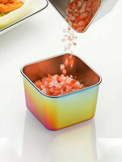 1pc Stainless Steel Square Sauce Dish/Salsa Bowl, Home Candy Berry Snack Dish,School Supplies