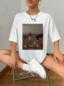 Custom Sports Personalized Gifts, Custom Women's Graphic T-Shirts, Add Photos (Selfies/Landscapes/Family Photos/Friends/Couple Photos/Patterns/Pets, Etc.), Design Your Own Personalized Printed T-Shirts As Gifts For Girlfriends, Couple Dating Shirts, Etc. Can Be Customized For Mother's Day, Birthdays, Holidays, Etc. Comfortable And Casual, Easy To Match, Women's T-Shirts, Custom Graphic Tops, Tops, Custom Sports Tops, Custom Tops