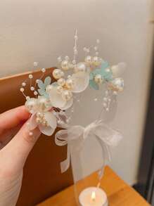 2pcs Kids Performance Headdress, Little Princess Girls Hair Accessories, Tiara Crown Headband + Wrist Flower