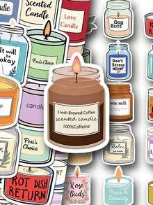 SCXXBSW 50pcs Candle Aromatherapy Cartoon Graffiti Stickers Decorative Handbooks Water Cups Notebook Luggage Waterproof Stickers - Multicolor - View 11