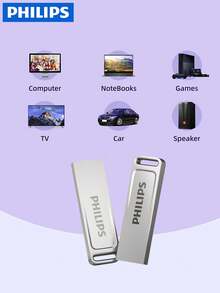 PHILIPS Unidad de memoria USB2.0  de alta velocidad y transmisión estable, con múltiples opciones de capacidad, amplia compatibilidad, plug and play y portátil - Plateado - Ver 9