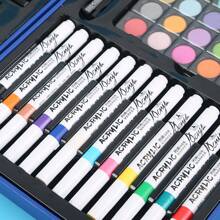 Ensemble de peinture de 88 pièces comprenant des marqueurs de peinture acrylique, des pinceaux, des cercles de peinture. Ensemble de matériel d'apprentissage avec stylos aquarelle