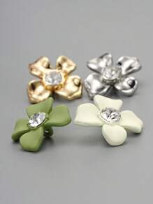 10 Stück/Set Blumen Strass Metallknöpfe, personalisierte Charm Dekoration für Mantel, Pullover, Uniform, Jacke, Anzugmanschetten, Kragen, DIY Basteln, Geschenke