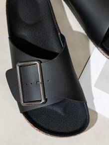 Damen Lässig multifunktionale Innen- & Außen-Flachsandalen mit verstellbarem Riemen, dickes atmungsaktives offenes Zehendesign, geeignet für Frühling & Sommer