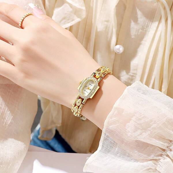Watches For Ladies Luxury Diamond Quartz Gold Bracelet Wristwatch Women Watch Fashion High Quality Female Clock Rhinestone