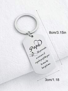 1pc Stainless Steel Key Chain With Engraved Italian Text, Suitable Gift For Father On Father's Day, Thanksgiving, Father's Birthday - Silver - View 4