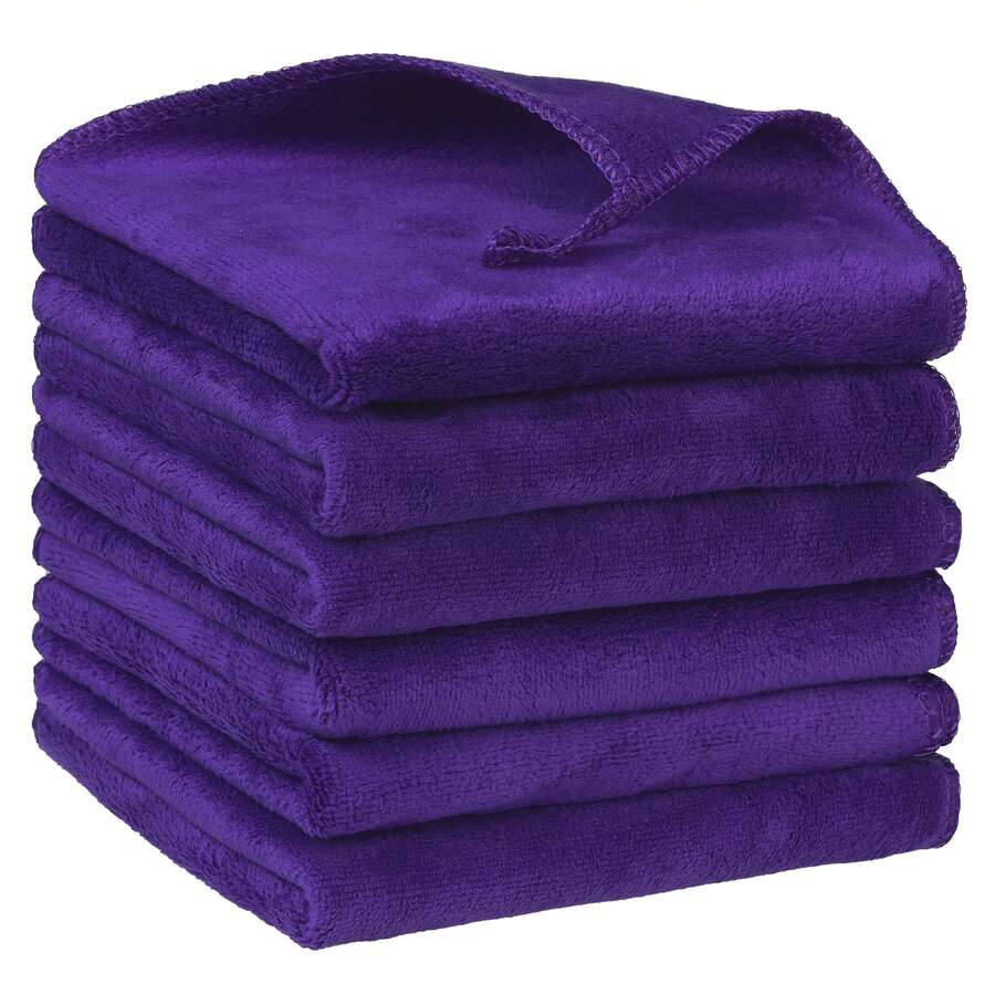 Microfiber Kitchen Towels, Thick Absorbent Dish Clothes 12 X 12 Inch For Household Chores, Dishwashing, Cleaning, Hotel - Purple - View 1
