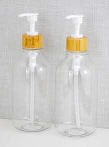 1pc 16oz Soap Dispenser Bottle With Rust-Proof Pump And Bamboo Lid, Kitchen Dish Soap Dispenser, Bathroom Shampoo/Body Wash Dispenser, Translucent Plastic Home Bathroom Decor Fall Decor Back To School