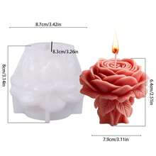 1pc Rose Pillar Scented Candle Mold DIY Handmade Diffuser Stone Craft Kit Valentine's Day Mother's Day Gift Creative Souvenir Aesthetic Home Decor And Wedding Centerpiece - White - View 16