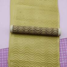 لف خشبي بطول 10 سم للطين البوليمري DIY، للنقش والنسج على الخزف والسيراميك بنقوش أشكال الأزهار والأوراق والشمس والقلب والموج والقشرة الخشبية والنجمة