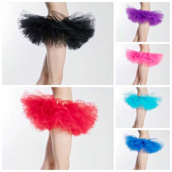 1pc 5-Layer Tulle Tutu Skirt, Versatile Adult Ballerina Skirt, Unisex Princess Costume Suitable For Parties, Competitions, And Birthdays. Lightweight 5-Layer Tulle Skirt For Teens And Women, Suitable For Parties, Events, Races And Parades.