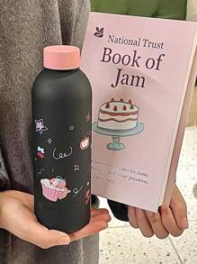 1 Pc Black Butterfly Thermal Mug, Minimalist & Practical Multifunctional