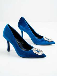 Heeled Pumps with Embellished Detail - 藍色 - 查看 5