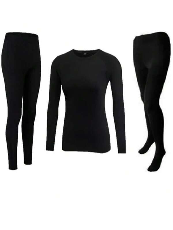 Kit Conjunto Feminina Inverno Blusa Térmica Segunda Pele+meia calça Sem pés