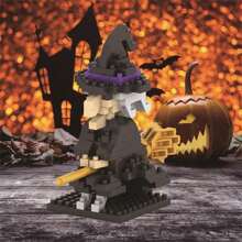 Nano Bausteine Kürbiskopf Hexe Vogelscheuche Schädel Halloween Bausteine, DIY Handgefertigt Zusammenbaumodell, süße Blöcke, Neujahrgeschenk