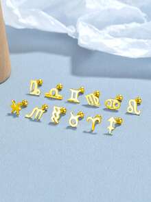 1PC 925 Sterling Silver 12 Constellation Earrings Cartilage Earrings Threaded Silver Helix Piercing Jewelry For Women Men - Constellation - View 2