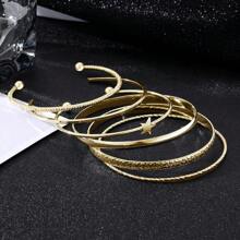 Conjunto de 6 pulseiras exclusivas com abertura assimétrica em formato de estrela para mulheres