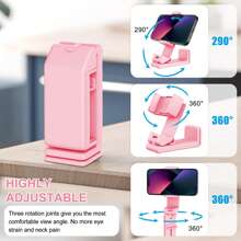1pc Versatile Airplane Shaped Phone Holder, Capable Of 360-Degree Rotation, Hands-Free, Pocket-Sized Essential Airplane Travel Accessory, Pink & Black Compatible With IPhone, Android Phone, Gift For Birthday, Family, Friends Car Accessories, Car Phone Holder