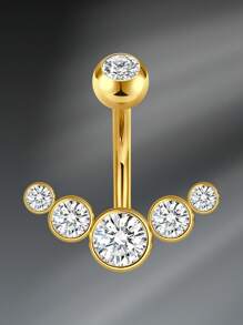 CIZME 1PC Gold Y2K Belly Button Rings Navel Barbell Stud Body Piercing Navel Piercings Jewelry Navel Rings For Women, 14G 10mm Stainless Steel White CZ Heart Butterfly Flower Belly Ring Navel Barbell Stud Body Piercing Navel Piercing