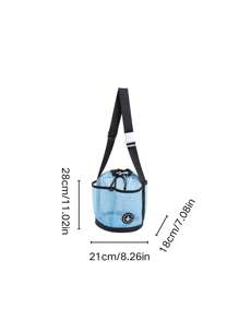 1 pezzo Borsa da nuoto a forma di barile con coulisse, borsa a rete per lavaggio di grande capacità, borsa da palestra, borsa da spiaggia con cinghia per la spalla regolabile