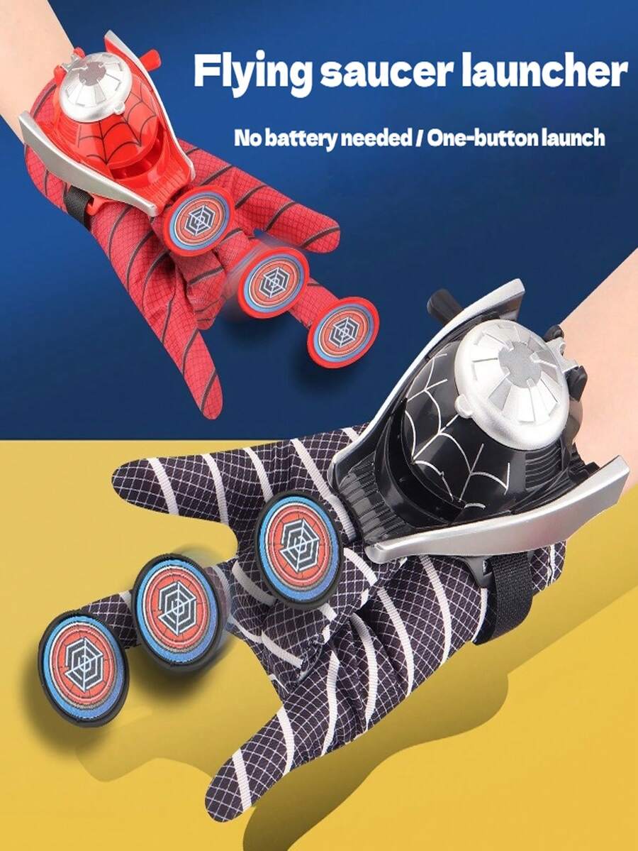 4件套可穿戴超级英雄蜘蛛网发射器玩具套装，可填充弹药的角色扮演射击服装，创意玩具，新年、生日、圣诞节的绝佳礼物