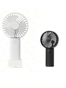 1 pieza Ventilador de triple hoja recargable por USB con soporte, se puede usar como soporte para teléfono/tableta, diseño lindo adecuado tanto para niños como para niñas. Regalo ideal para mujeres, perfecto para actividades al aire libre, playa, oficina, escuela, hogar [Ventilador de refrigeración de verano]