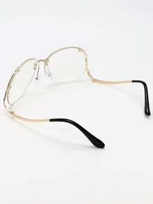 1 pieza Montura de gafas de moda extra grande y sin marco, montura transparente, montura de gafas de moda versátil y unisex. Gafas con montura transparente adecuadas para uso diario, fotografía callejera, vacaciones, viajes, accesorios de playa. - Dorado - Ver 4