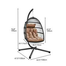 Indoor Outdoor Porch Wicker Swing Seat Hanging Egg Chair With Stand & Cushion - 1 - View 6