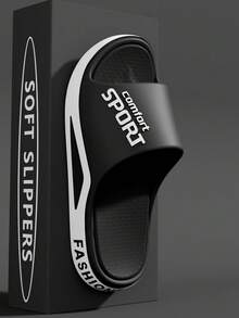 Modische Herren Pantoletten, bequeme rutschfeste Hausschuhe für Dusche, Outdoor Lässig Strand Flach-Sandalen für Herren und Damen - Schwarz - Übersicht 12