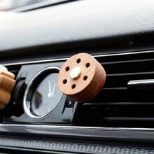 Portable Wooden Car Diffuser With Geometric Pattern - Mini Natural Wood Grain Essential Oil Diffuser, Convenient Air Vent Clip Installation, Eid Al-Fitr Auto Accessory Decoration