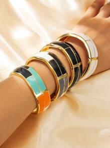 1pc Minimalist Vintage Boho Chic Zinc Alloy Colorful Resin Chunky Cuff Bracelet For Women, Nightclub Office Daily And Street Style Opulent Statement Piece Jewelry,Festival Gift For Wedding Valentine's Day Mother's Day Birthday