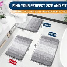 New OLANLY Bathroom Rug Set 2 Piece, Soft Absorbent Microfiber Bath Rug Set, Non-Slip, Machine Wash Dry, Plush Shaggy Bath Mats For Bathroom (30"X20"+24"X16",  Grey) - 灰色 30 英寸 x 20 英寸 + 24 英寸 x 16 英寸 - 查看 2