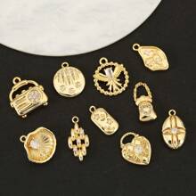 3 Pieces Of Handmade DIY Pendant Jewelry, Copper Inlaid With Zirconia, Plated With 18K Gold, Available In Various Styles Such As Flowers, Crosses, And Heart Pendants. Exquisite And Fashionable Accessories That Can Be Made Into Earrings, Necklaces, Bracelets, And Anklets. Also A Great Gift For Friends.