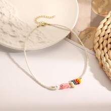1 colar versátil de contas multicoloridas com estilo praiano e estrela do mar, conchas e elementos de peixe, ideal para mulheres, turistas, férias, viagens em ilhas, piqueniques, festivais de música de verão e festas na praia (cores e quantidades de contas aleatórias)