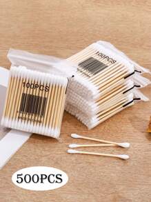1500/1000/500pcs High Quality Double-Headed Cleaning Swabs, Beauty Salon Buds, Cosmetic Wooden Cleaning Swabs, Beauty And Personal Care Tips, Round Disposable Ear Cleaning Swabs For Home Use, Suitable For Ear And Nose Cle