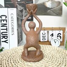 1pc Hand-Held Altar Abstract Statue Candle Holder, Suitable For Living Room And Bedroom Decoration, European Style Art Resin Crafts, A Nice Gift
