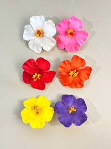 1/4 piezas Pasadores para el cabello con flor hawaiana para mujeres, 4 piezas de pasadores con flores artificiales, pasadores con flores de Plumeria Hibiscus para vacaciones, fiestas en la playa, accesorios para el cabello con flores tropicales para niñas en días festivos, pasadores con forma de oreja de gato