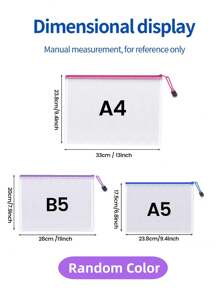 1/2/4/8Pcs Portable Zipper File Bag Transparent Single-Layer Mesh Student Test Paper Data Storage Bag Office Files Stationery (A4 A5 B5)