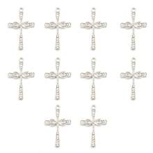 10 pièces Charms croix en cristal style baroque strass pour hommes femmes unisexe en alliage pendentifs pour colliers boucles d'oreilles pendentifs DIY Fournitures de bijouterie pour petite entreprise