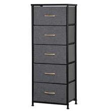 Storage Tower Organizer W/5 Drawers Metal Frame Drawer Organizer Dark Grey - 1 - View 2