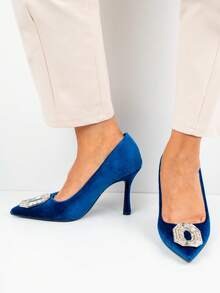 Heeled Pumps with Embellished Detail - 藍色 - 查看 2