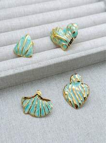 Irregular Enamel Flower Pendant Earrings, Unique Colorful Petal Leaf Declaration Perforated Earrings, Exquisite And Sweet Jewelry Gifts, Suitable For Young Girls