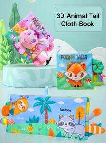 Soft Baby Book High Contrast Baby Toy, Touch And Feel Wrinkle-Free Cloth Book Baby Toy, 3D Animals, Made Of Fabric, Bright Colors, Christmas Stocking Filler Gift For Newborn Boys And Girls 0-6-12 Months