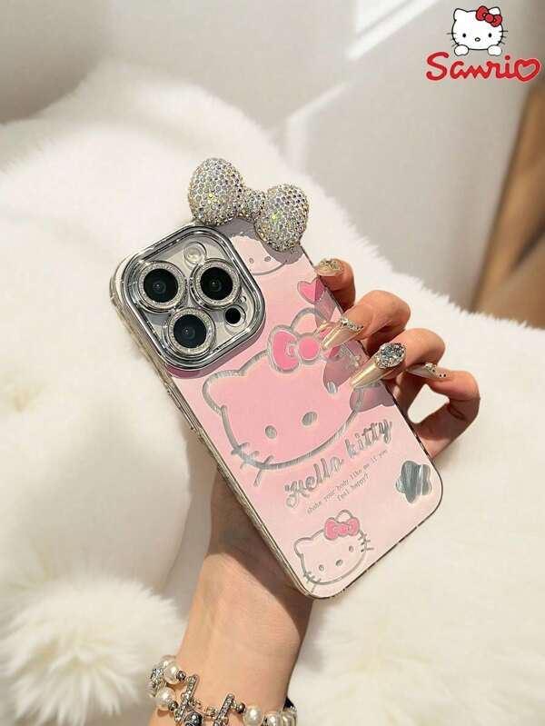 Sanrio Capa romântica para com estampa de casal Hello Kitty em relevo, compatível com 11/12/13/14/15/16 Pro/Pro Max/Plus, capa protetora adorável com desenho animado para mulheres jovens, adolescentes e estudantes - super kawaii, toque suave, à prova de choque, anti-riscos, leve, ajuste - presente perfeito para namoradas, melhores amigos e casais queridos