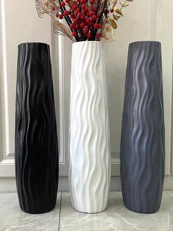 1pc Large Decorative Plastic Vase, Unbreakable Vase Creative Home Decor, 22.83 Inch Tall Floor Standing Big Flower Vase, Suitable For Floor, Table Decor, Living Room, Modern Home Office, Bedroom, Farmhouse, Wedding Party Holiday, Home Decor, Kitchen Decor, Tabletop Decor