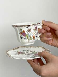 European Style Cup And Saucer Set With Vintage Golden Design, Luxury English Tea Cup & Saucer Sets For Afternoon Tea, Ceramic Tea Set For Palace, Housewarming, Gift, Party - Multicolor - View 22