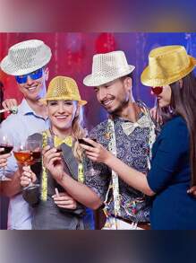 D EXCEED 1/2/3/6/9PCS Fashionable Sequin Fedora Party Hat, Unisex Sparkling Accessory For Costumes, Parties, Events & Everyday Style