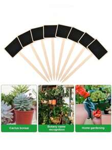 paquete de 20 etiquetas de plantas de madera rústicas, señales de jardín en forma de T con pizarra, etiquetas de plantas de tronco montadas en el suelo para macetas de flores, semillas, hierbas, vegetales, suculentas - No se necesita electricidad